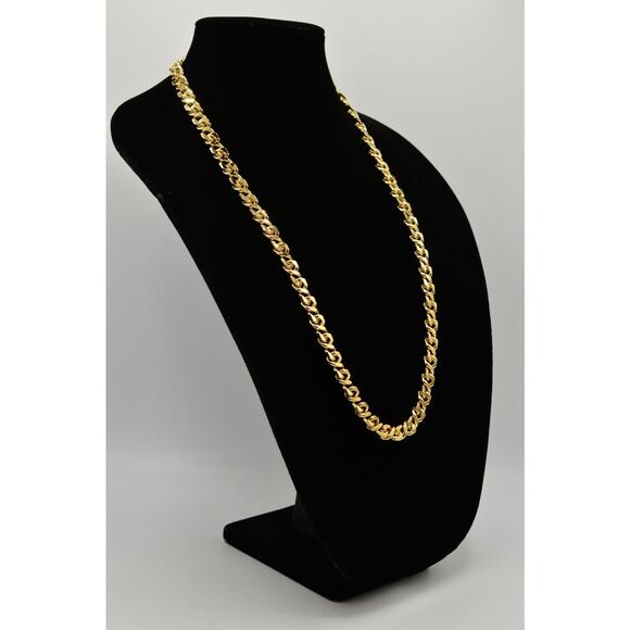 Givenchy Vintage Heavy Necklace Gold Cuban Chain 24" Chunky Signed 1980s BinM - Picture 8 of 12